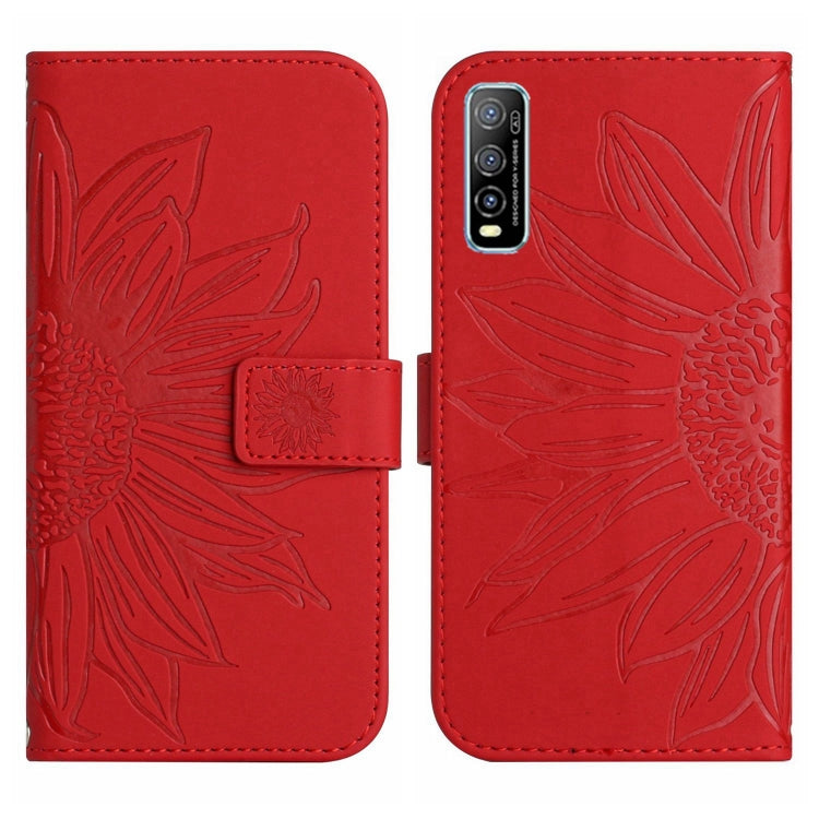 For vivo Y70S/iQOO U1/Y51S Skin Feel Sun Flower Pattern Flip Leather Phone Case with Lanyard
