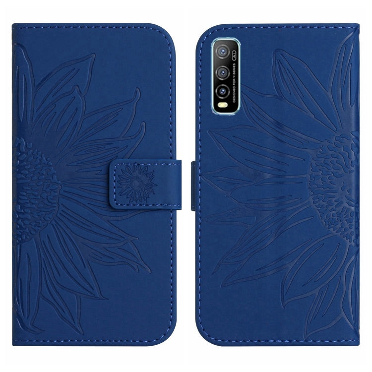 For vivo Y70S/iQOO U1/Y51S Skin Feel Sun Flower Pattern Flip Leather Phone Case with Lanyard