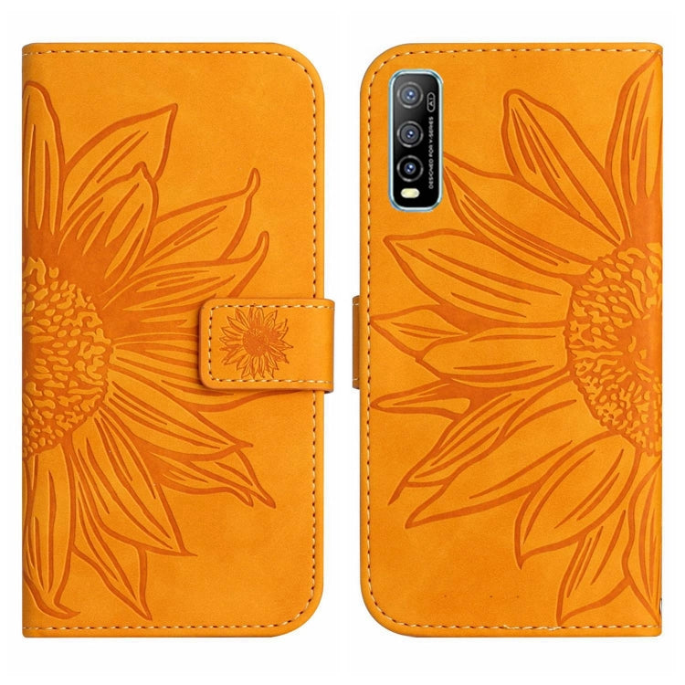 For vivo Y70S/iQOO U1/Y51S Skin Feel Sun Flower Pattern Flip Leather Phone Case with Lanyard