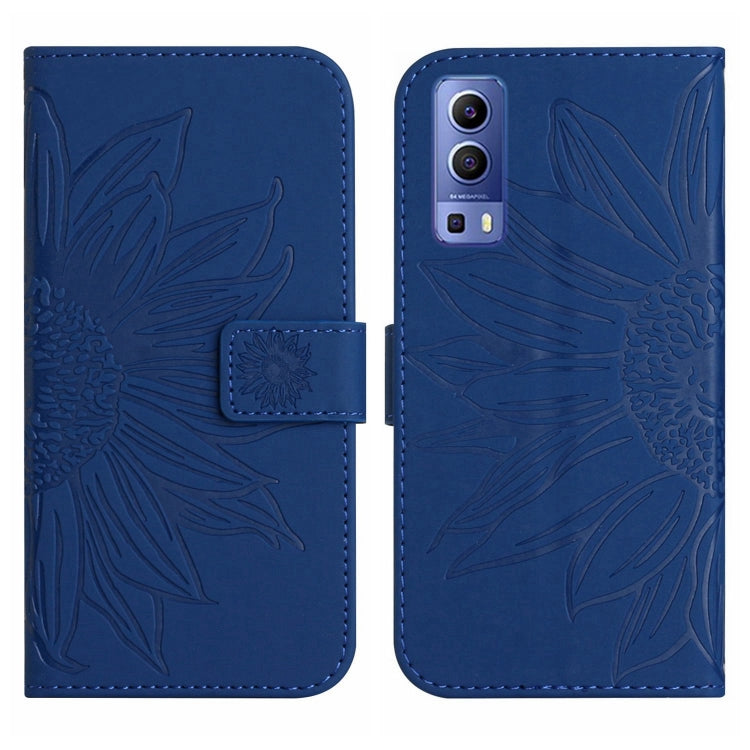 For vivo Y72 5G/iQOO Z3/Y52 5G/Y53S Skin Feel Sun Flower Pattern Flip Leather Phone Case with Lanyard