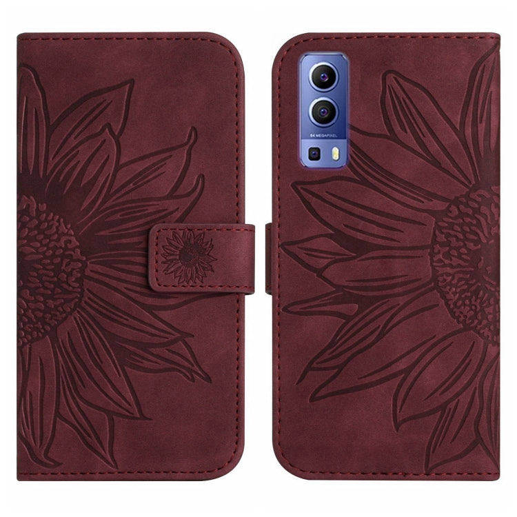 For vivo Y72 5G/iQOO Z3/Y52 5G/Y53S Skin Feel Sun Flower Pattern Flip Leather Phone Case with Lanyard