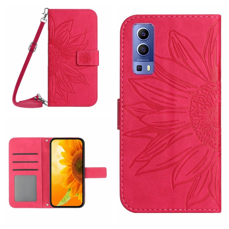 For vivo Y72 5G/iQOO Z3/Y52 5G/Y53S Skin Feel Sun Flower Pattern Flip Leather Phone Case with Lanyard