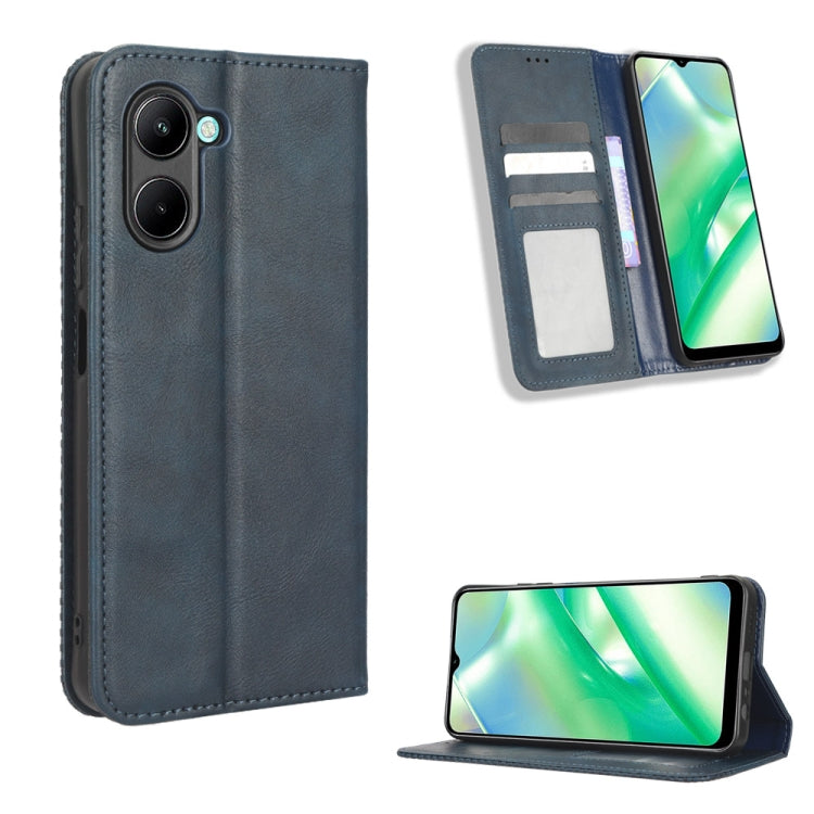 For Realme C33 4G Magnetic Buckle Retro Texture Leather Phone Case