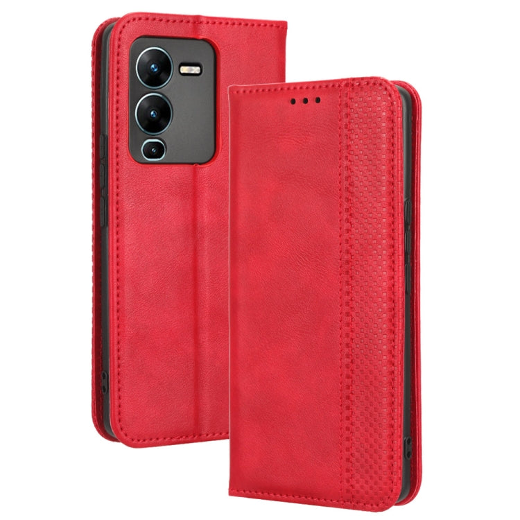For vivo V25 Pro / S15 Pro Magnetic Buckle Retro Texture Leather Phone Case