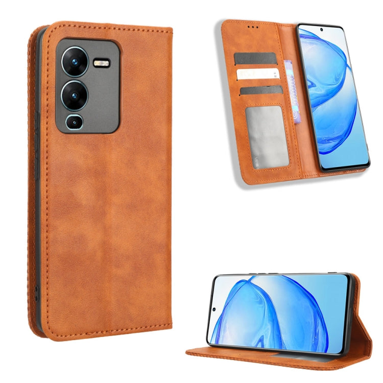 For vivo V25 Pro / S15 Pro Magnetic Buckle Retro Texture Leather Phone Case