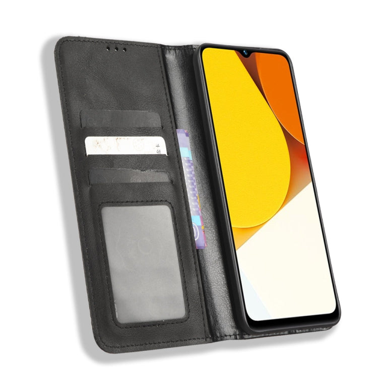 For vivo Y35 4G / Y22s 4G / Y22 4G 2022 Magnetic Buckle Retro Texture Leather Phone Case