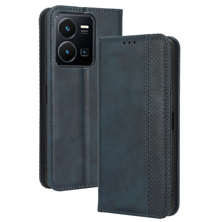 For vivo Y35 4G / Y22s 4G / Y22 4G 2022 Magnetic Buckle Retro Texture Leather Phone Case