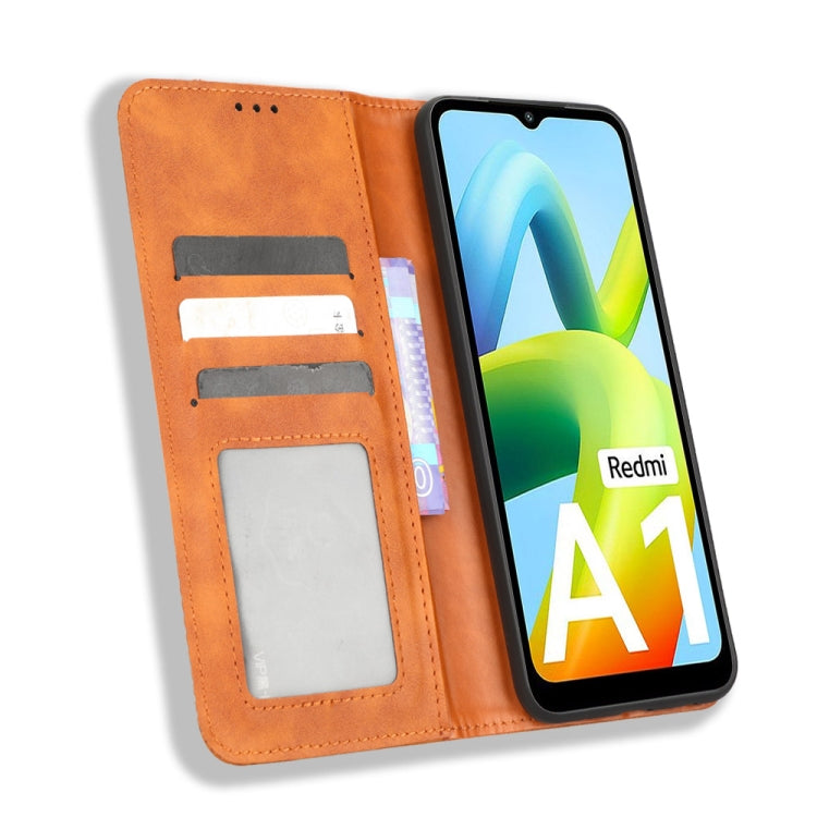 For Xiaomi Redmi A1 Magnetic Buckle Retro Texture Leather Phone Case