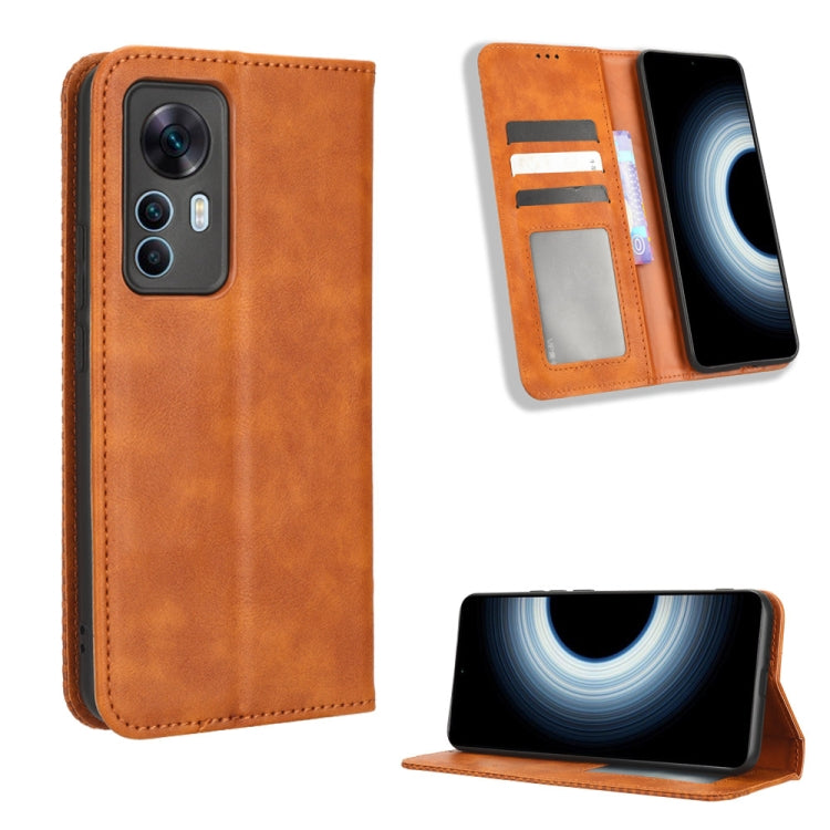 For Xiaomi 12T / Redmi K50 Ultra Magnetic Buckle Retro Texture Leather Phone Case