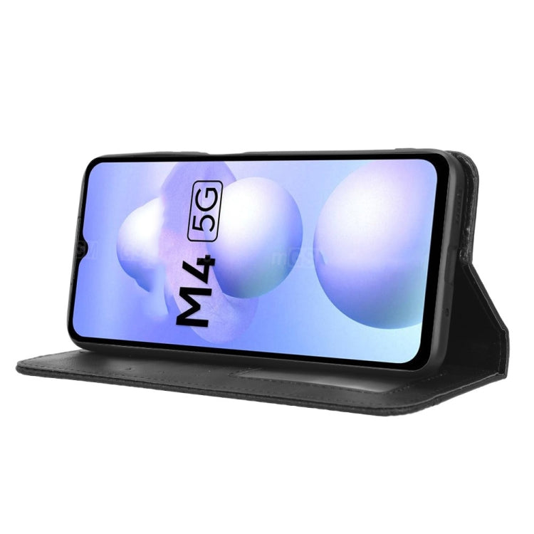 For Xiaomi Poco M4 5G Magnetic Buckle Retro Texture Leather Phone Case