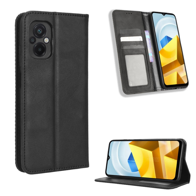 For Xiaomi Poco M5 Magnetic Buckle Retro Texture Leather Phone Case