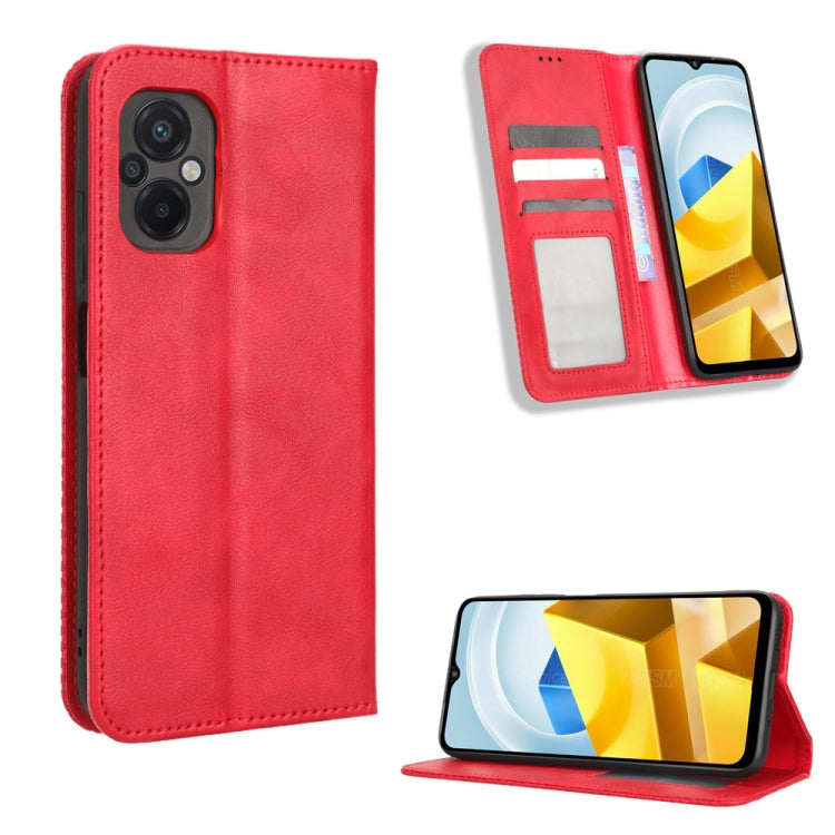 For Xiaomi Poco M5 Magnetic Buckle Retro Texture Leather Phone Case