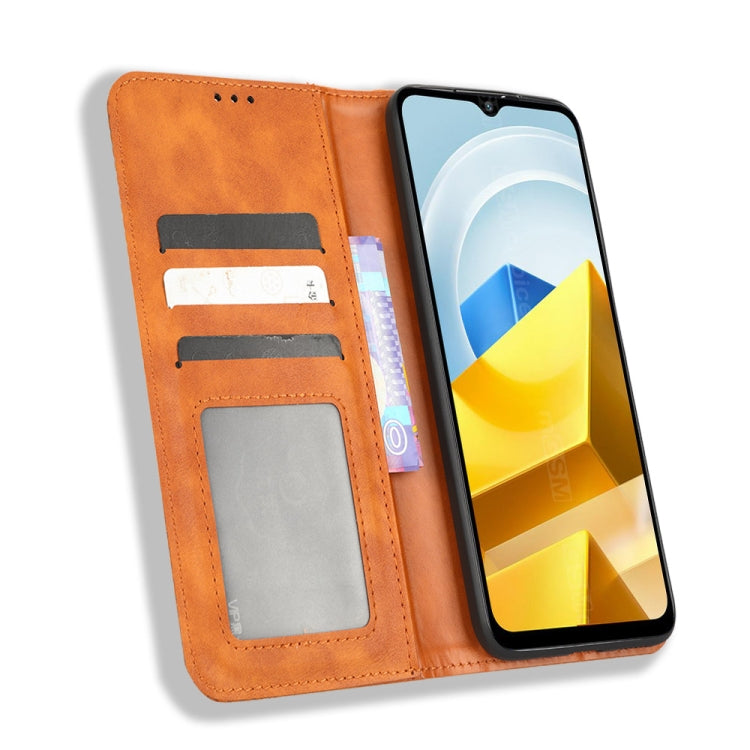 For Xiaomi Poco M5 Magnetic Buckle Retro Texture Leather Phone Case