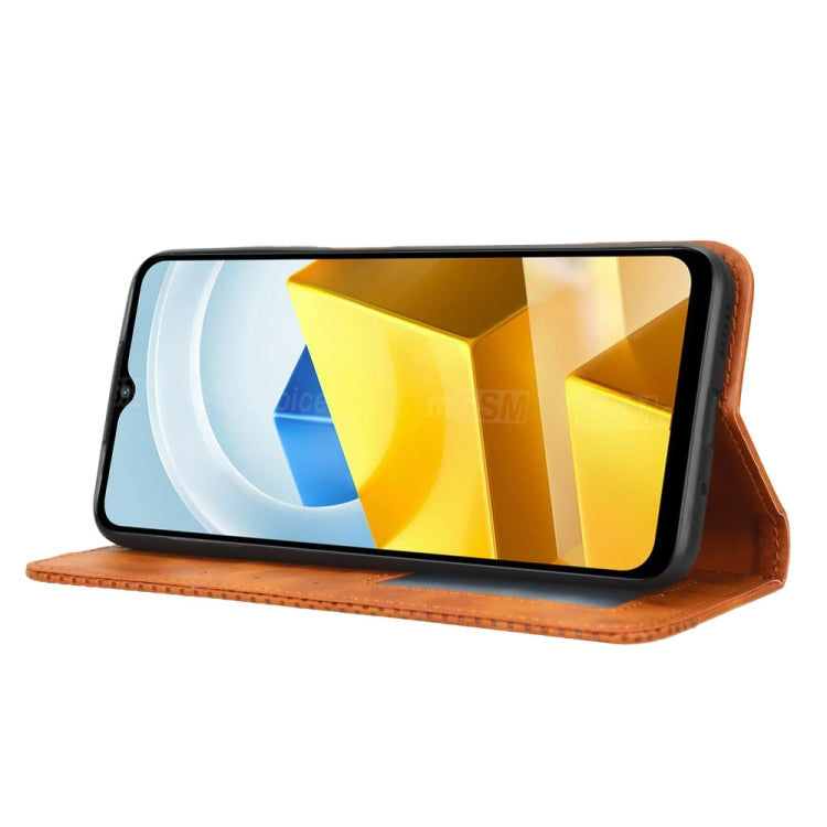 For Xiaomi Poco M5 Magnetic Buckle Retro Texture Leather Phone Case