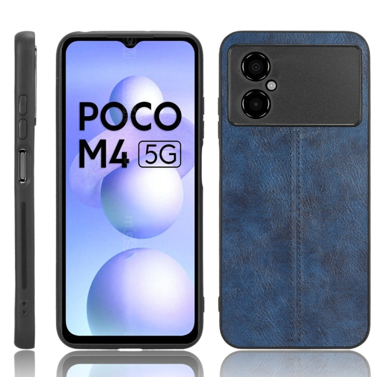 For Xiaomi Poco M4 5G Sewing Cow Pattern Skin PC + PU + TPU Phone Case