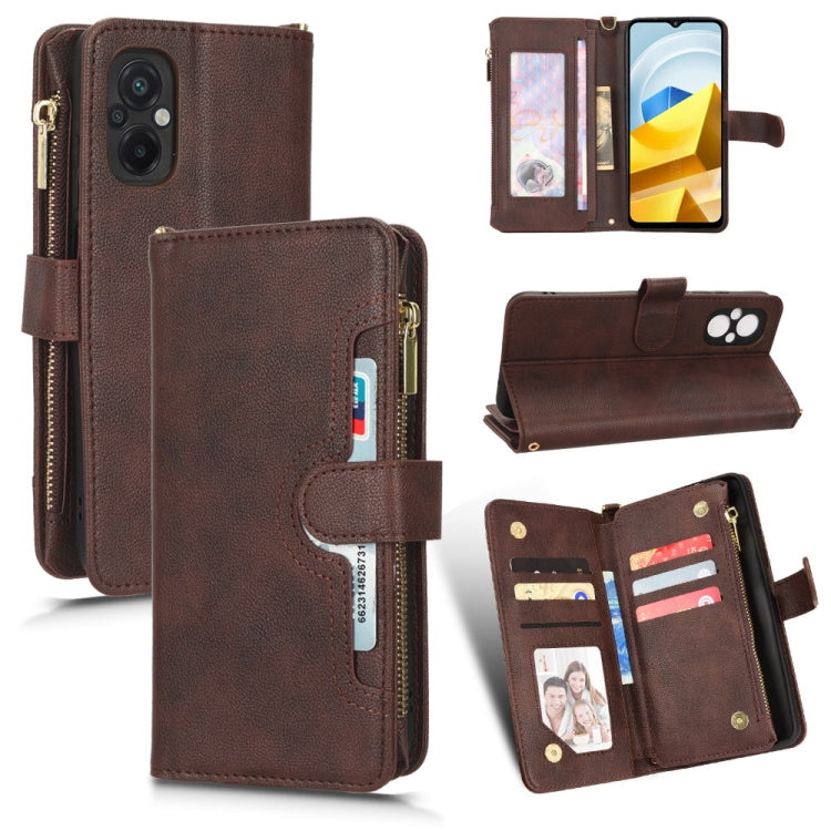 For Xiaomi Poco M5 Litchi Texture Zipper Leather Phone Case