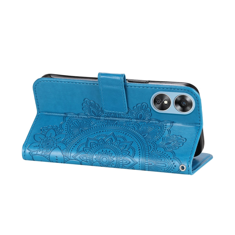 For OPPO A17 7-petal Flowers Embossing Leather Phone Case