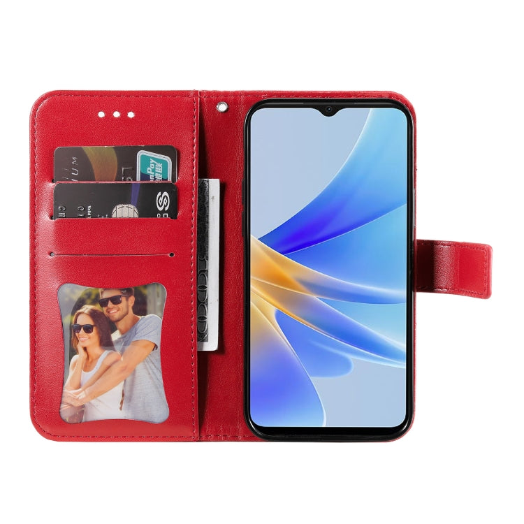 For OPPO A17 7-petal Flowers Embossing Leather Phone Case