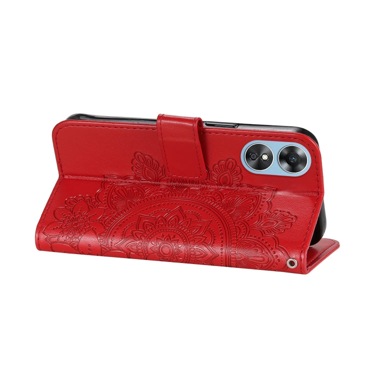 For OPPO A17 7-petal Flowers Embossing Leather Phone Case