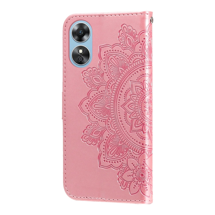 For OPPO A17 7-petal Flowers Embossing Leather Phone Case