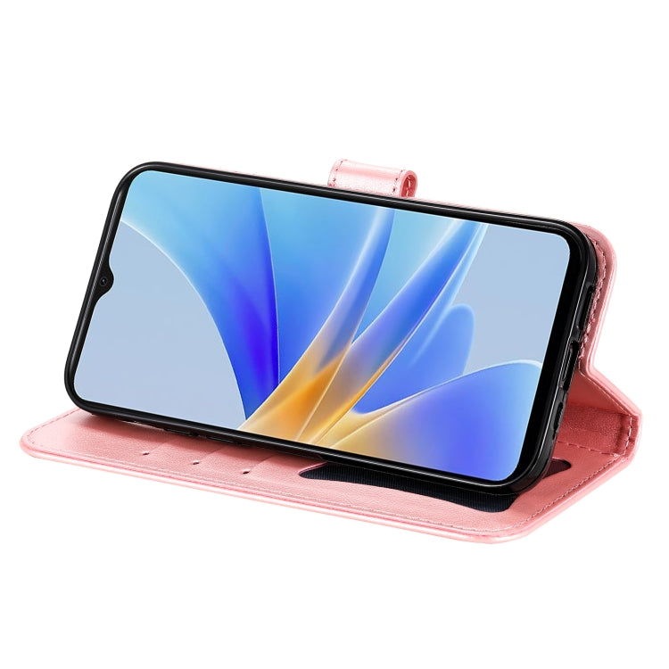 For OPPO A17 7-petal Flowers Embossing Leather Phone Case