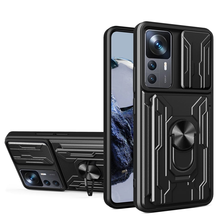 For Xiaomi 12T / 12T Pro / Redmi K50 Ultra Sliding Camshield TPU+PC Phone Case with Card Slot
