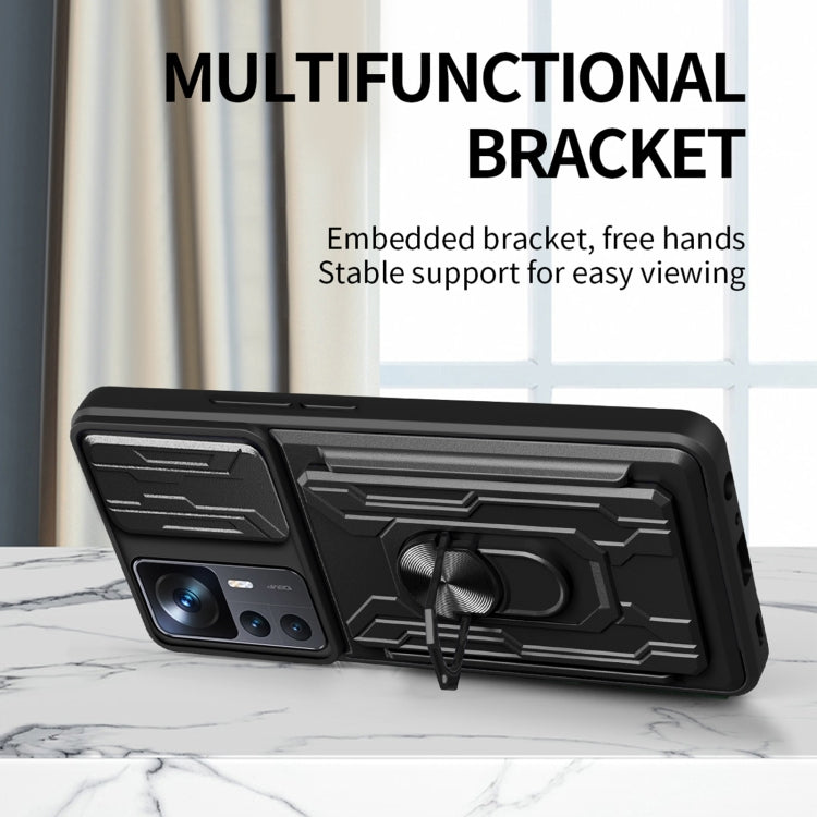 For Xiaomi 12T / 12T Pro / Redmi K50 Ultra Sliding Camshield TPU+PC Phone Case with Card Slot