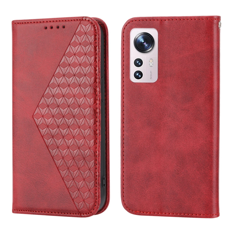 For Xiaomi 12T/12T Pro/Redmi K50 Ultra Cubic Grid Calf Texture Magnetic Closure Leather Phone Case