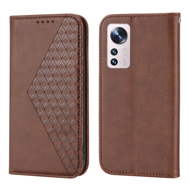 For Xiaomi 12T/12T Pro/Redmi K50 Ultra Cubic Grid Calf Texture Magnetic Closure Leather Phone Case