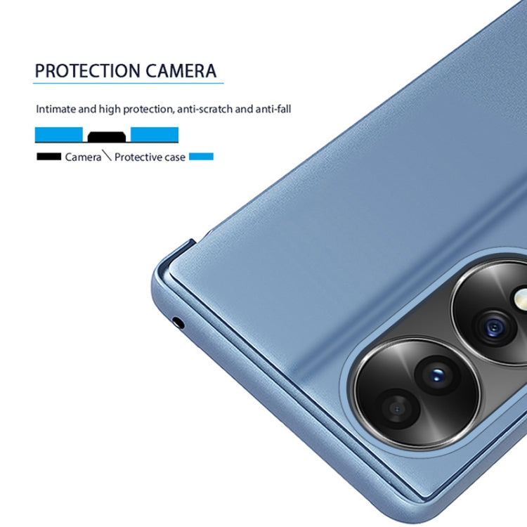 For Honor 70 Plated Mirror Horizontal Flip Leather Phone Case with Holder