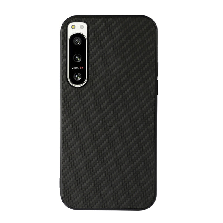 For Sony Xperia 5 IV Accurate Hole Carbon Fiber Texture PU Phone Case