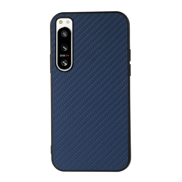 For Sony Xperia 5 IV Accurate Hole Carbon Fiber Texture PU Phone Case