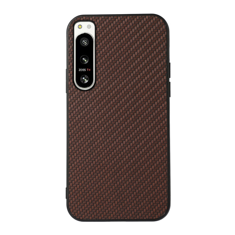 For Sony Xperia 5 IV Accurate Hole Carbon Fiber Texture PU Phone Case