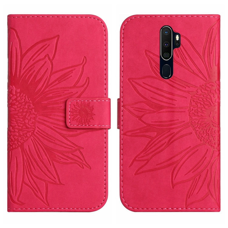 For OPPO A9 2020/A5 2020 Skin Feel Sun Flower Pattern Flip Leather Phone Case with Lanyard