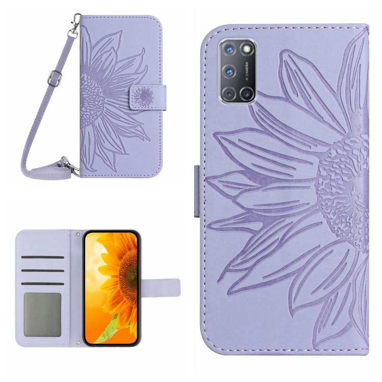 For OPPO A52/A72/A92 Skin Feel Sun Flower Pattern Flip Leather Phone Case with Lanyard