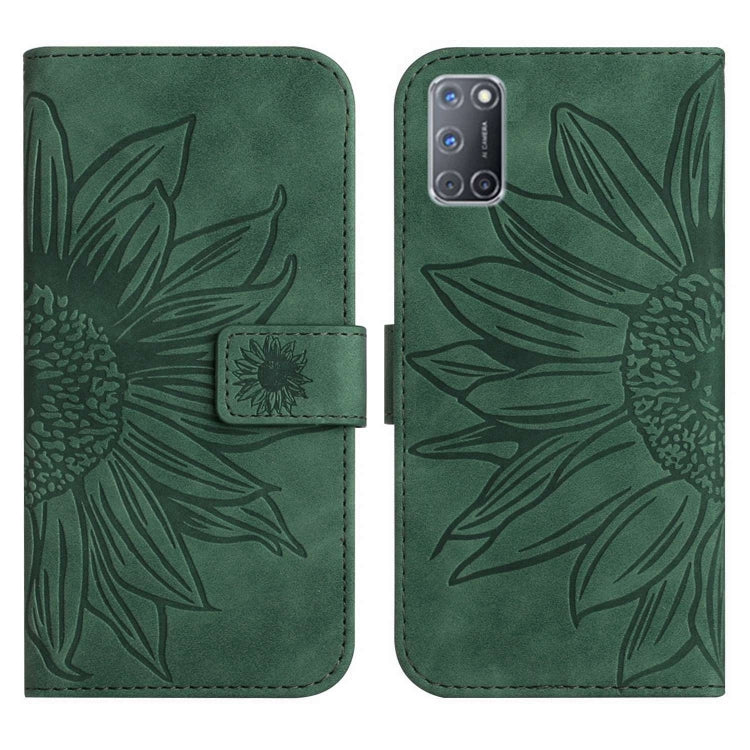 For OPPO A52/A72/A92 Skin Feel Sun Flower Pattern Flip Leather Phone Case with Lanyard