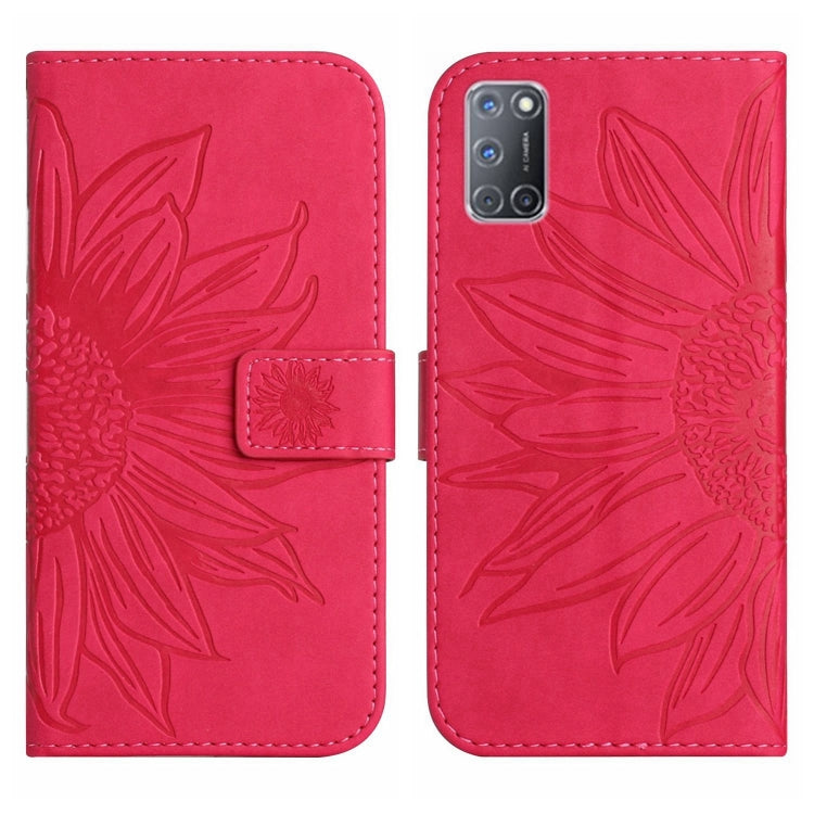 For OPPO A52/A72/A92 Skin Feel Sun Flower Pattern Flip Leather Phone Case with Lanyard