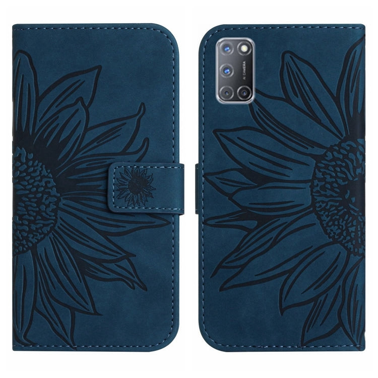 For OPPO A52/A72/A92 Skin Feel Sun Flower Pattern Flip Leather Phone Case with Lanyard