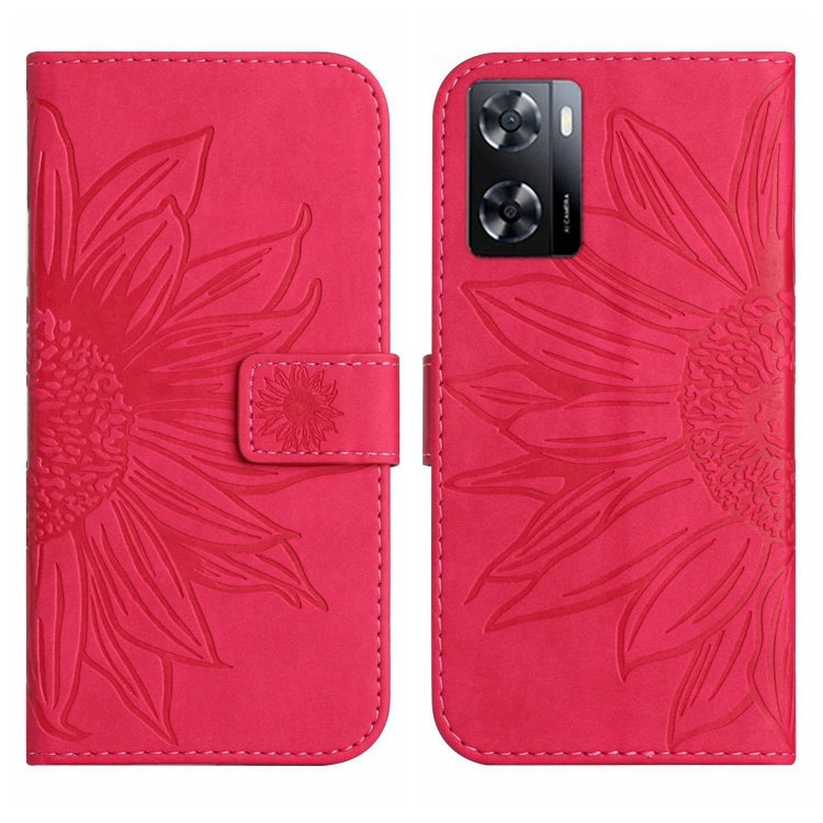 For OPPO A57 4G/A57 5G/A77 4G/A77 5G Skin Feel Sun Flower Pattern Flip Leather Phone Case with Lanyard