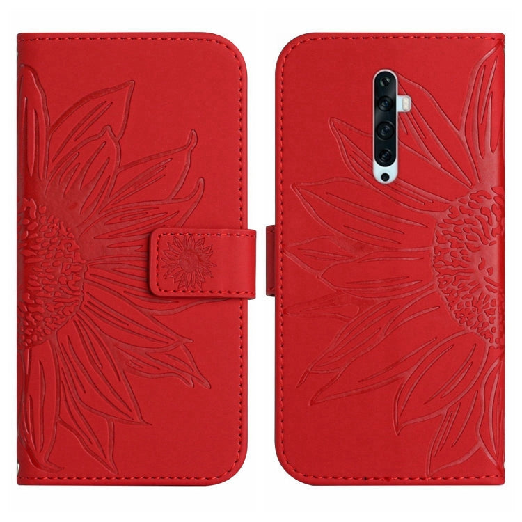 For OPPO Reno2 Z/Reno2 F Skin Feel Sun Flower Pattern Flip Leather Phone Case with Lanyard