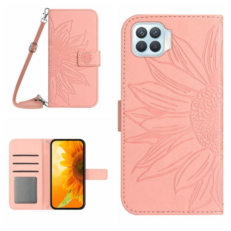 For OPPO Reno4 Lite/A93 4G Skin Feel Sun Flower Pattern Flip Leather Phone Case with Lanyard