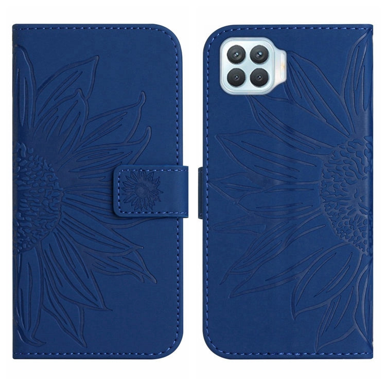 For OPPO Reno4 Lite/A93 4G Skin Feel Sun Flower Pattern Flip Leather Phone Case with Lanyard