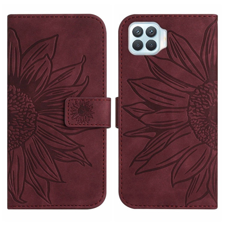 For OPPO Reno4 Lite/A93 4G Skin Feel Sun Flower Pattern Flip Leather Phone Case with Lanyard