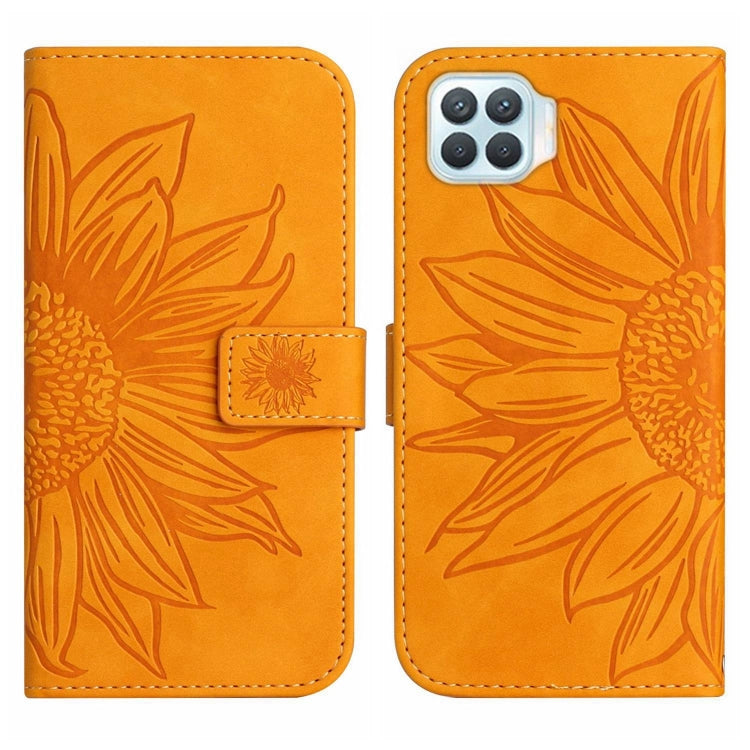 For OPPO Reno4 Lite/A93 4G Skin Feel Sun Flower Pattern Flip Leather Phone Case with Lanyard