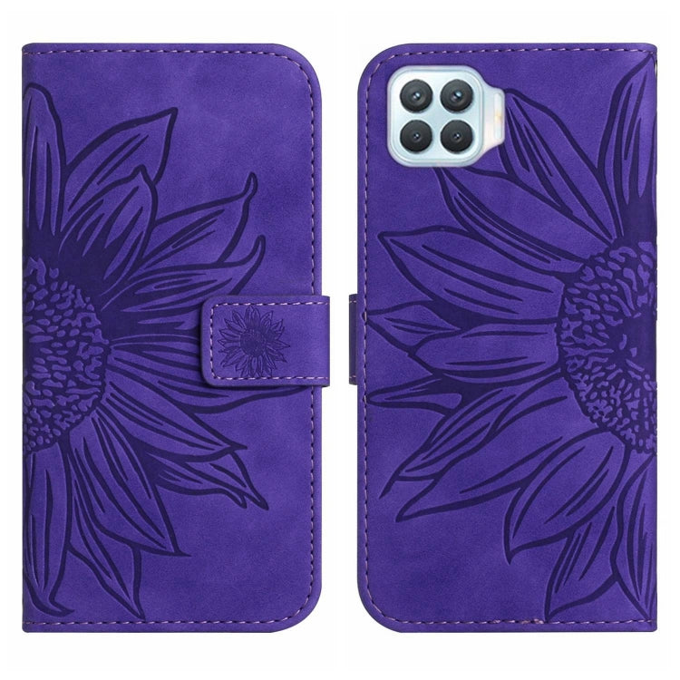 For OPPO Reno4 Lite/A93 4G Skin Feel Sun Flower Pattern Flip Leather Phone Case with Lanyard