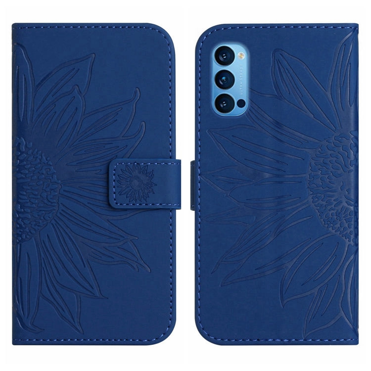 For OPPO Reno4 Pro 5G Skin Feel Sun Flower Pattern Flip Leather Phone Case with Lanyard