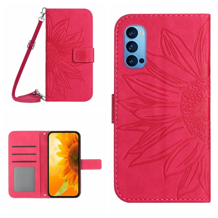 For OPPO Reno4 Pro 5G Skin Feel Sun Flower Pattern Flip Leather Phone Case with Lanyard