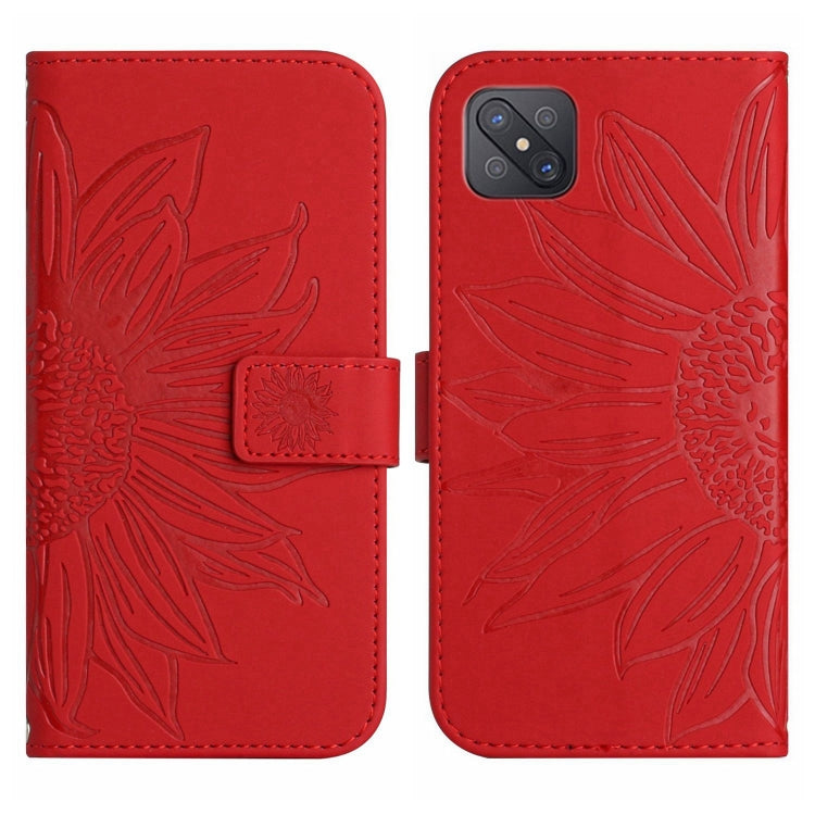 For OPPO Reno4 Z 5G/A92S Skin Feel Sun Flower Pattern Flip Leather Phone Case with Lanyard
