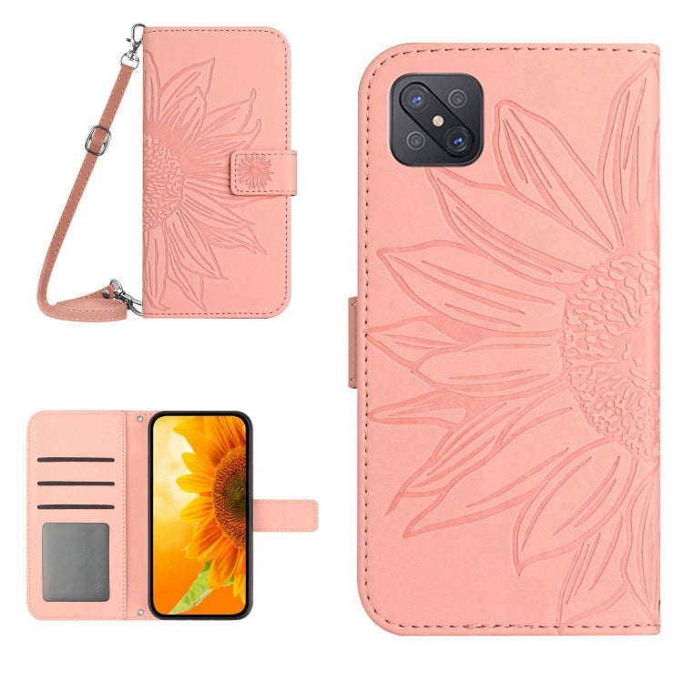 For OPPO Reno4 Z 5G/A92S Skin Feel Sun Flower Pattern Flip Leather Phone Case with Lanyard