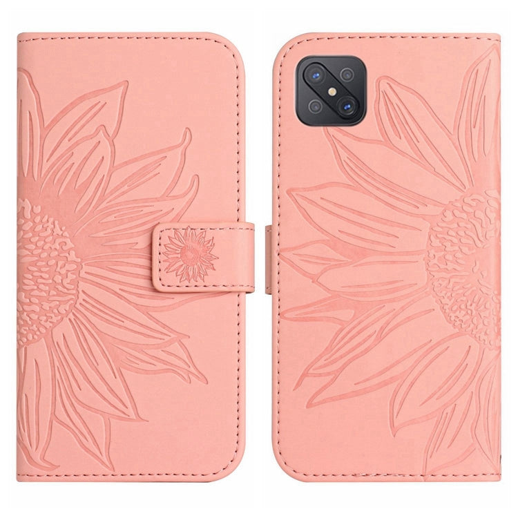 For OPPO Reno4 Z 5G/A92S Skin Feel Sun Flower Pattern Flip Leather Phone Case with Lanyard